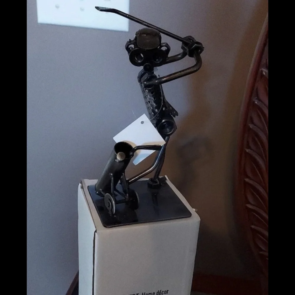 Nuts & Bolts Metal Golfer Figurine 7 1/4